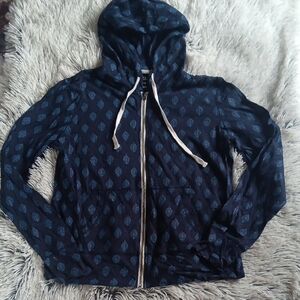 Women's Aeropostle Navy Blue Patterned Hoodie Jacket